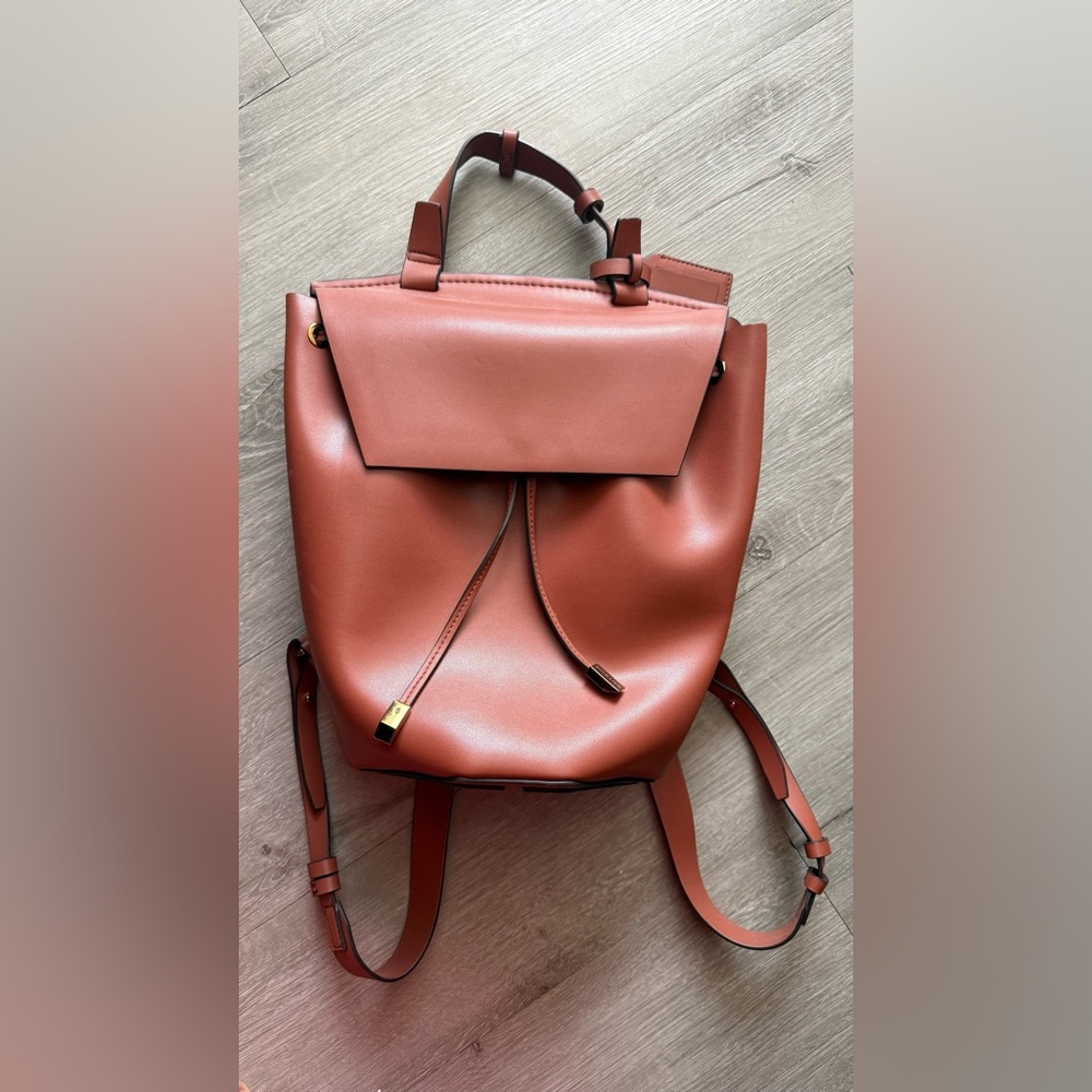 Charles & Keith Tan Leather Backpack